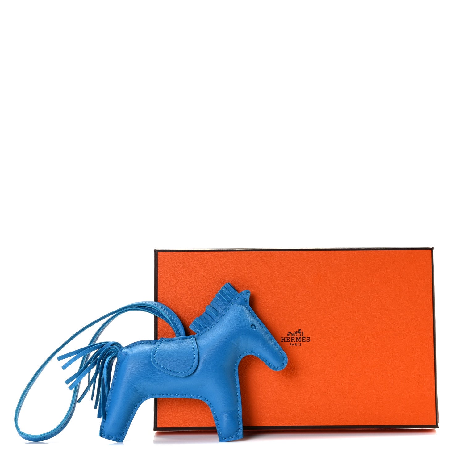 Hermes Milo Lambskin Grigri Rodeo Horse Bag Charm MM Bleu Zanzibar 4 of 4