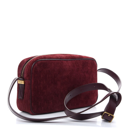 Saint Laurent Suede Monogram All Over Camera Bag Burgundy 3 of 9