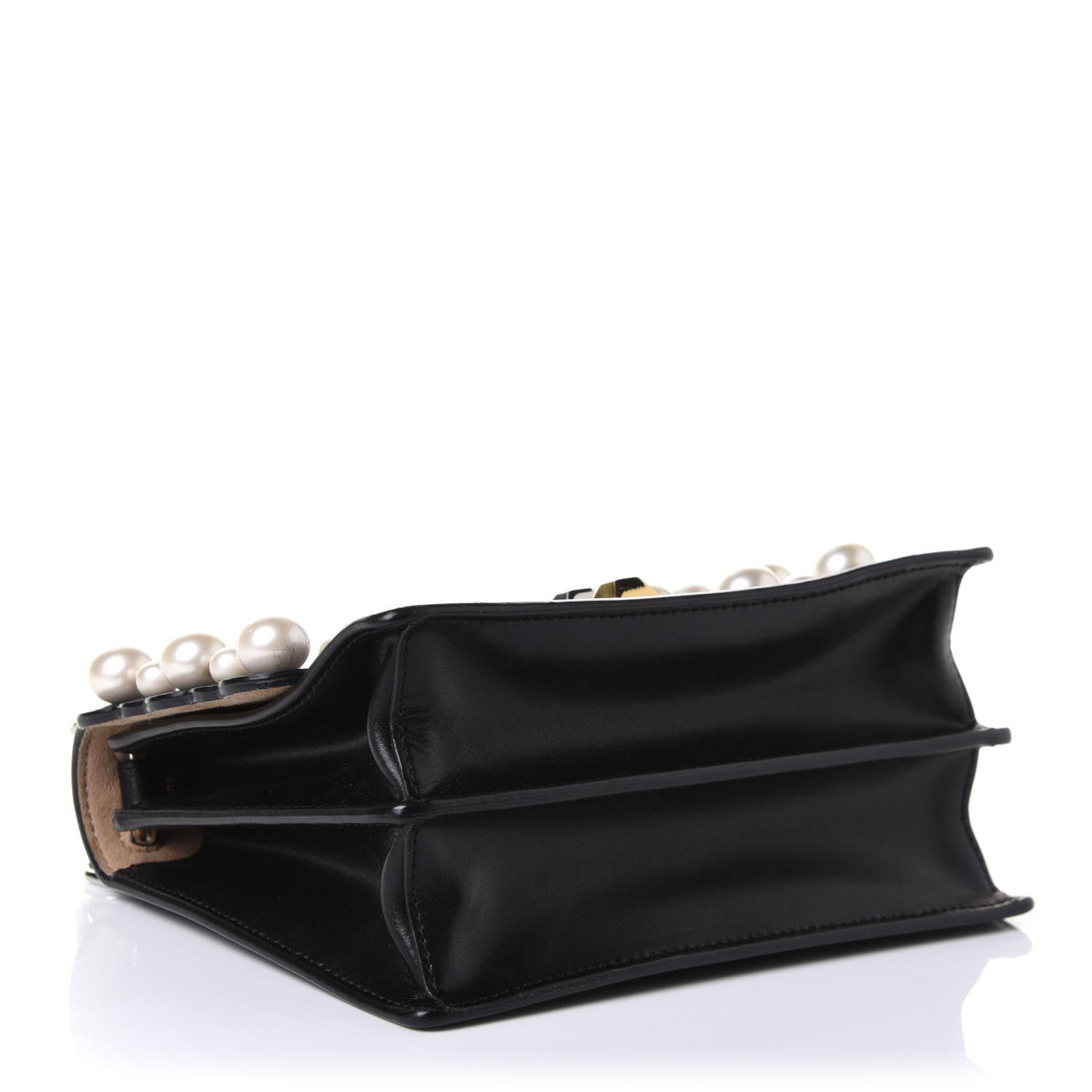 Fendi Vitello Liberty Pearl Scalloped Studded Small Kan I Shoulder Bag Black 6 of 20