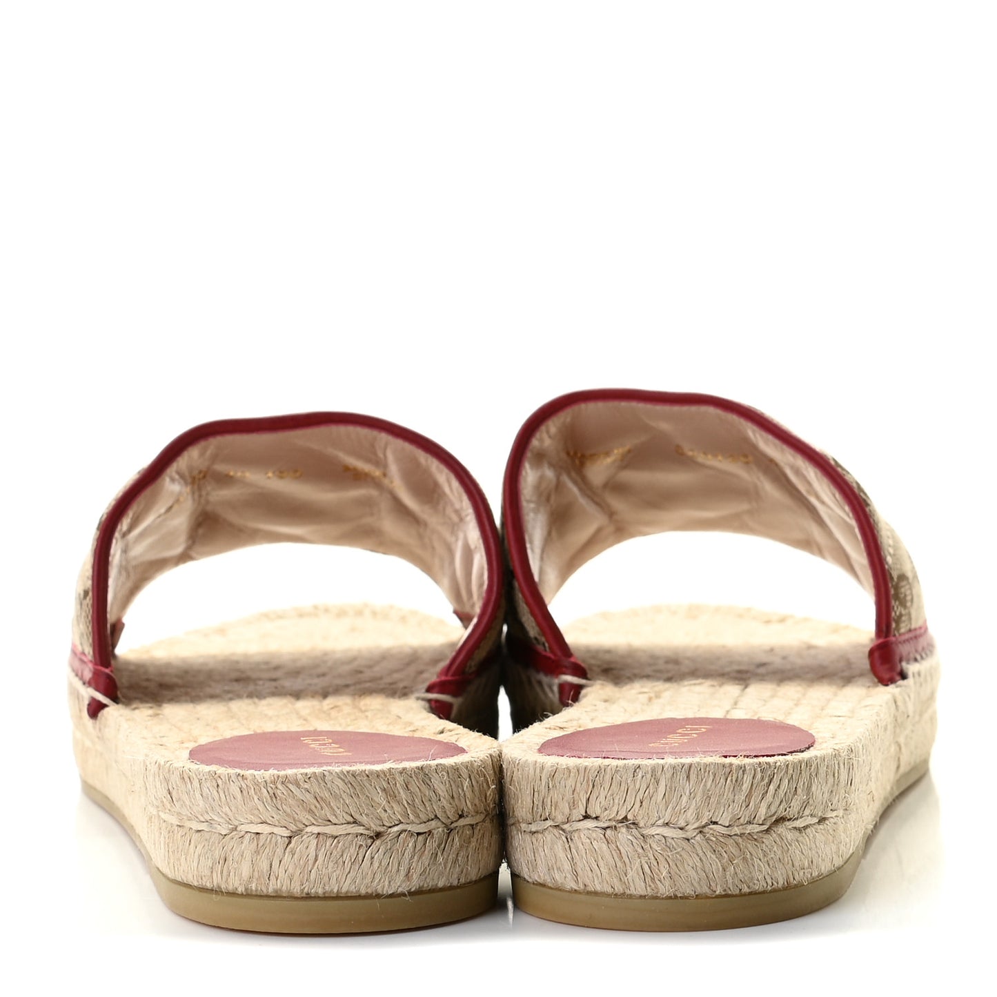 Monogram Matelasse GG Marmont Espadrille 20mm Slide Sandals 40 Beige Ebony New Cherry Red