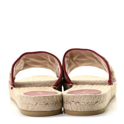 Gucci Monogram Matelasse GG Marmont Espadrille 20mm Slide Sandals 40 Beige Ebony New Cherry Red 4 of 12