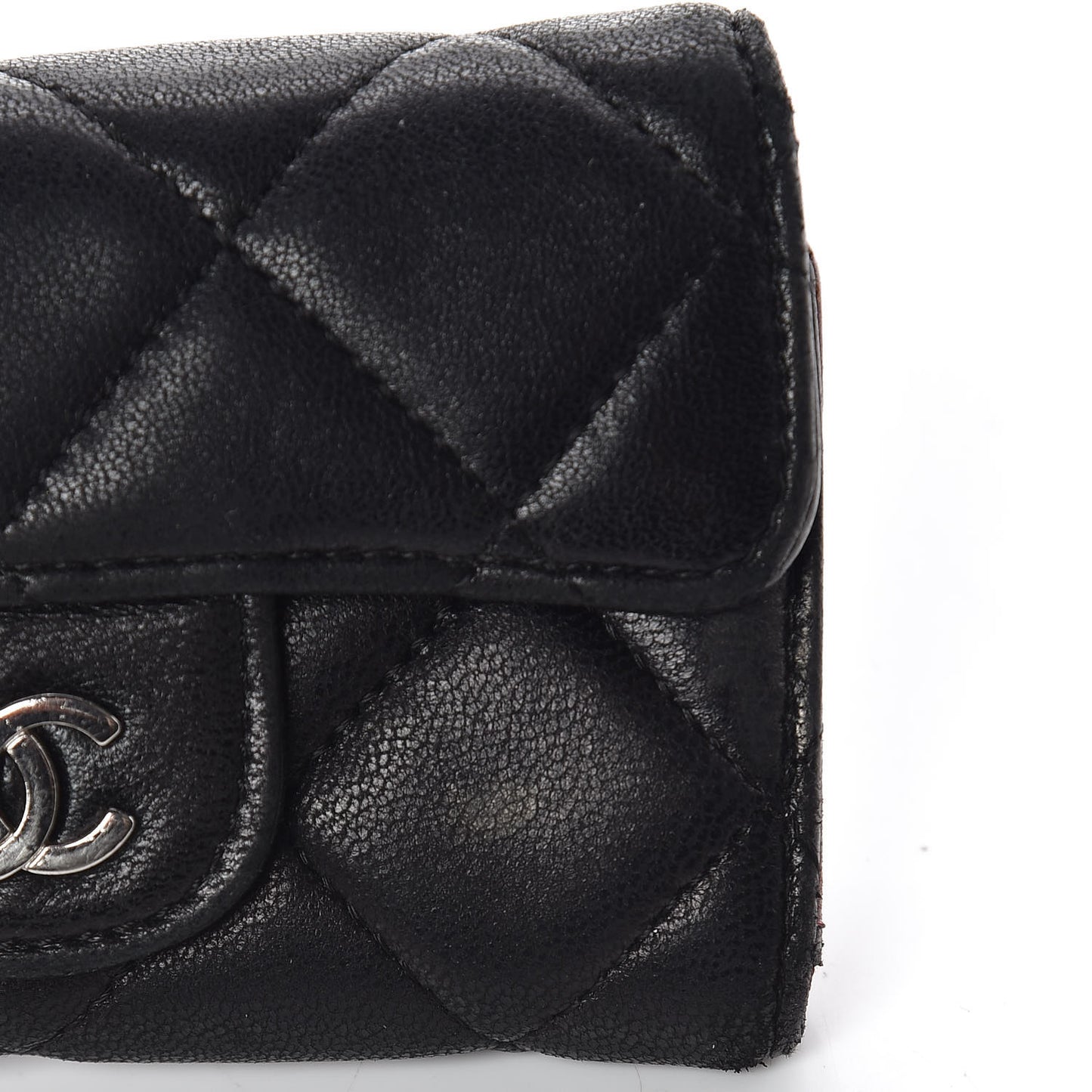 Lambskin Quilted 6 Key Holder Black