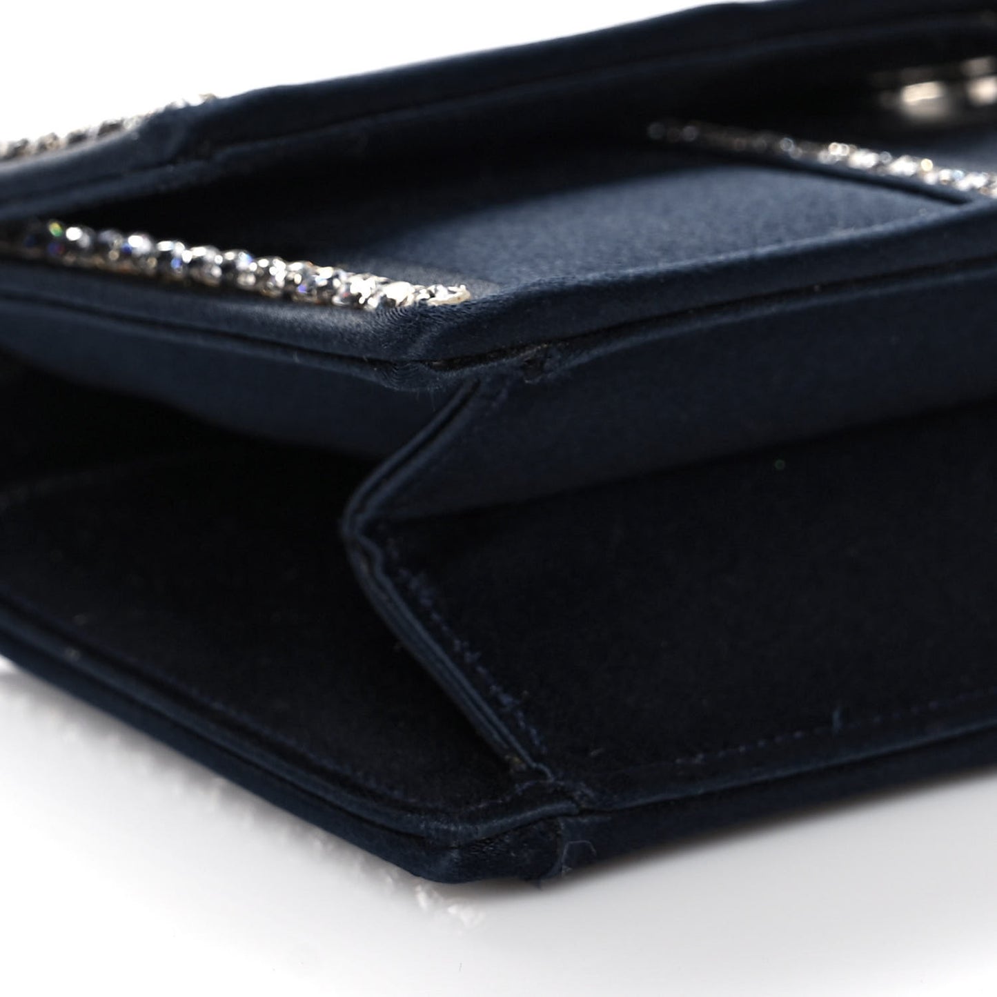 Crystal Satin Clutch Navy Blue