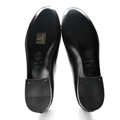 Chanel Lambskin Patent CC Cap Toe Ballerina Flats 35.5 Black 5 of 11