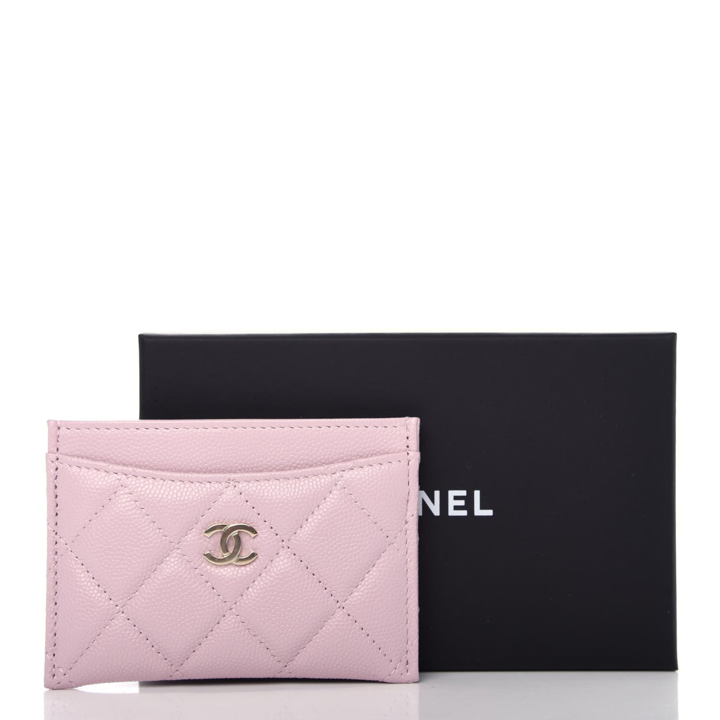 Caviar Quilted Card Holder Pink
