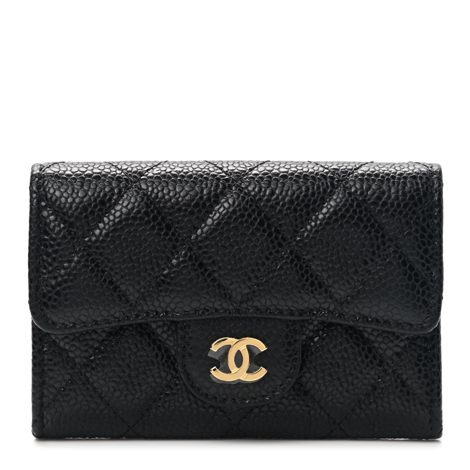 Chanel Caviar Quilted Flap Card Holder Wallet Black 1 of 9