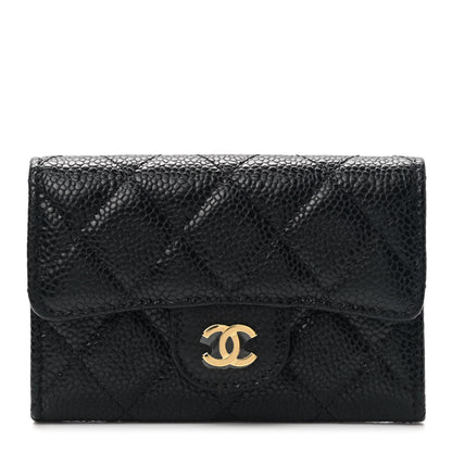 Chanel Caviar Quilted Flap Card Holder Wallet Black 1 of 9