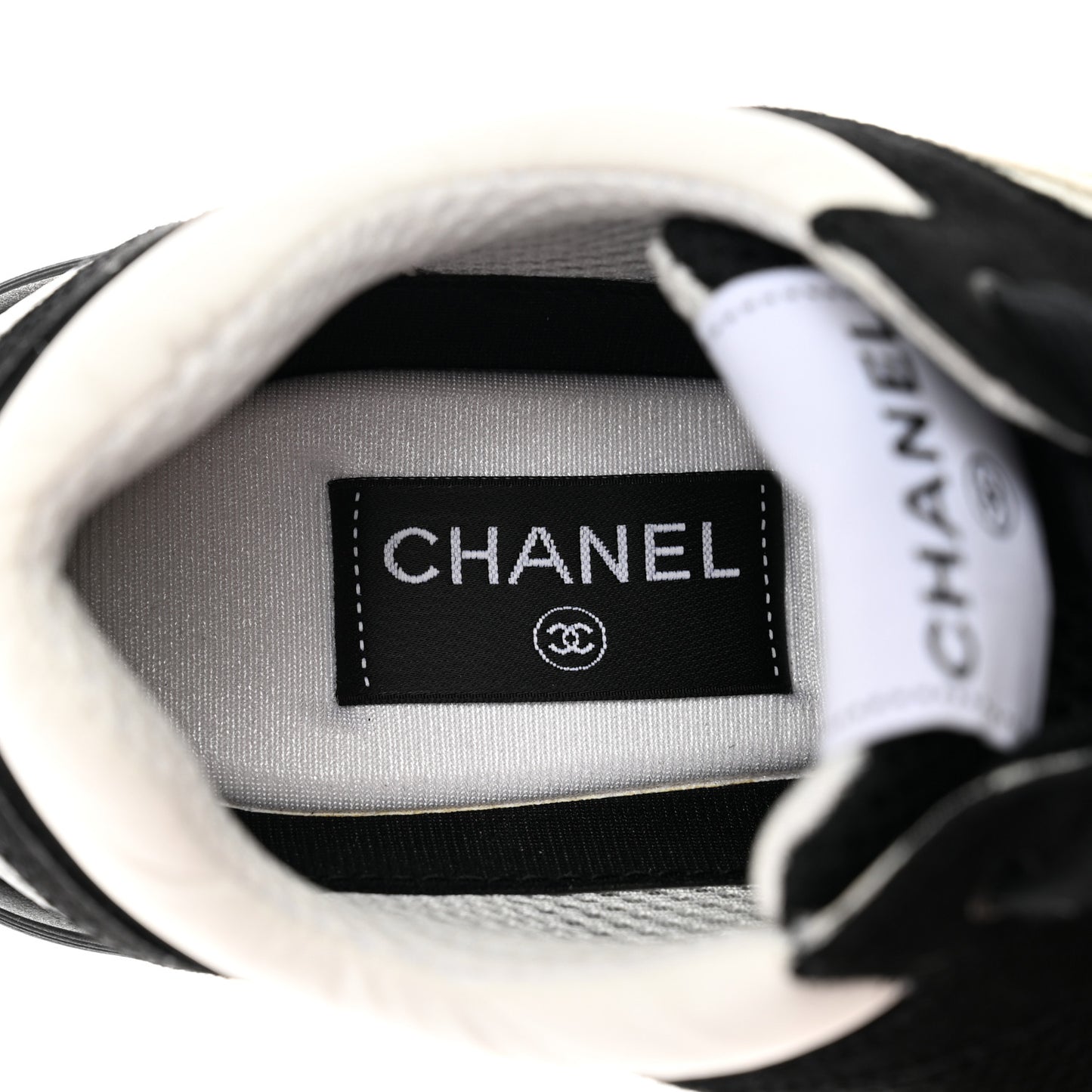 Mesh Suede Grained Calfskin Womens CC Sneakers 39 Black White