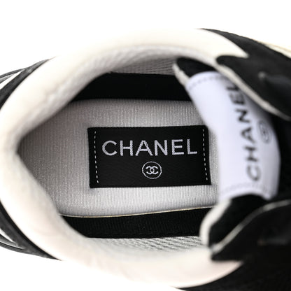 Chanel Mesh Suede Grained Calfskin Womens CC Sneakers 39 Black White 7 of 8