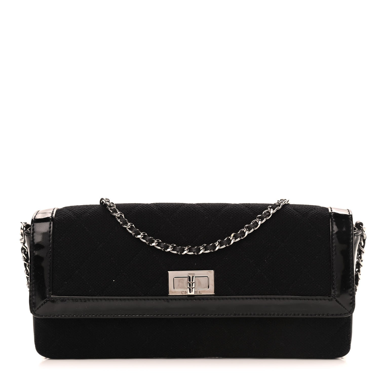 Chanel Jersey Patent Quilted 2.55 Reissue East West Flap Black 1 of 13