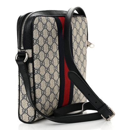 Gucci GG Supreme Monogram Textured Dollar Calfskin Web Small Ophidia Messenger Bag Beige Blue 3 of 11