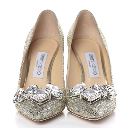Jimmy Choo Glitter Crystal Marvel 100 Pumps 38 Champagne 2 of 13