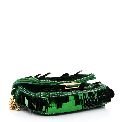 Fendi Sequin Paillettes Shiny Nappa Sex and the City Nano Baguette Belt Charm Green 4 of 7