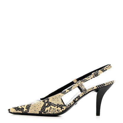Gucci Calfskin Python Print Square G 75mm Slingback Pumps 35.5 Beige Avana 1 of 11