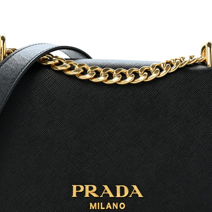 Prada Saffiano Chain Shoulder Bag Black 7 of 11