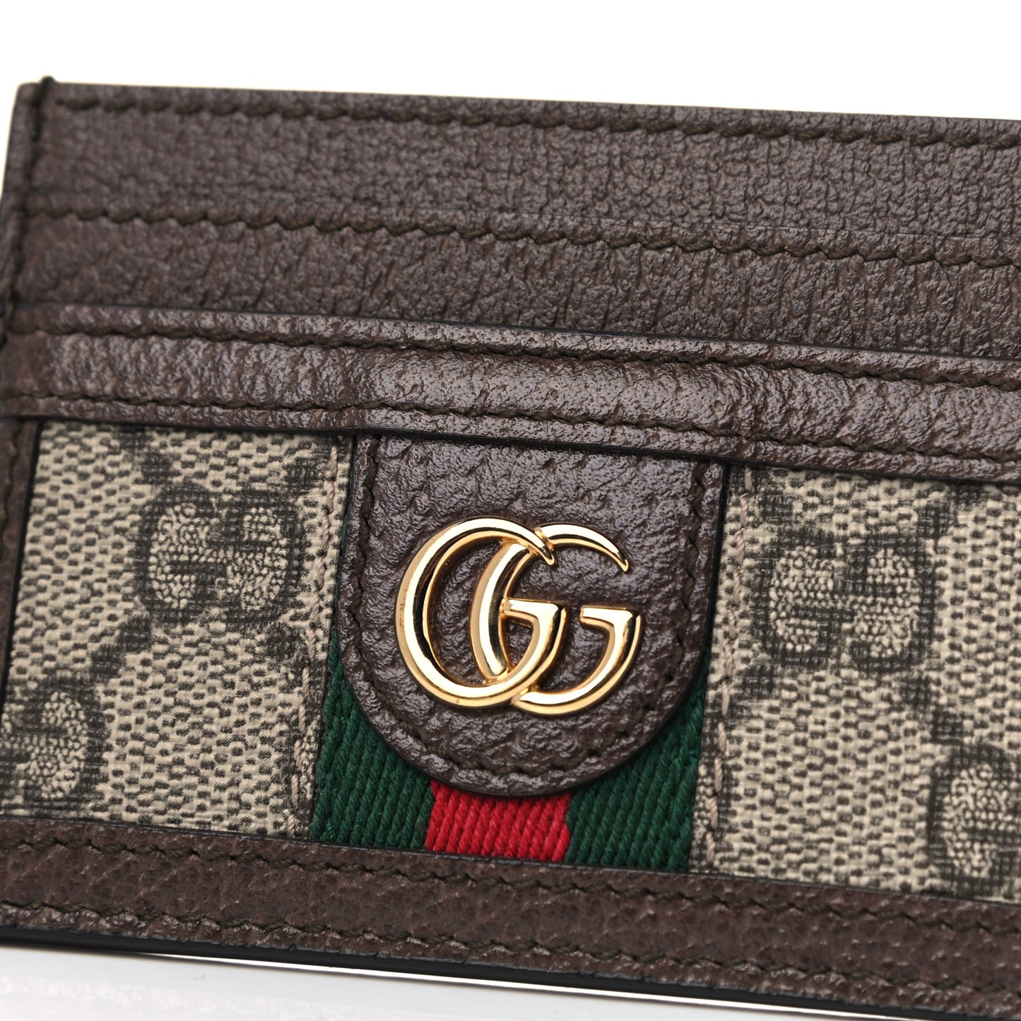 GG Supreme Monogram Ophidia Card Holder Brown