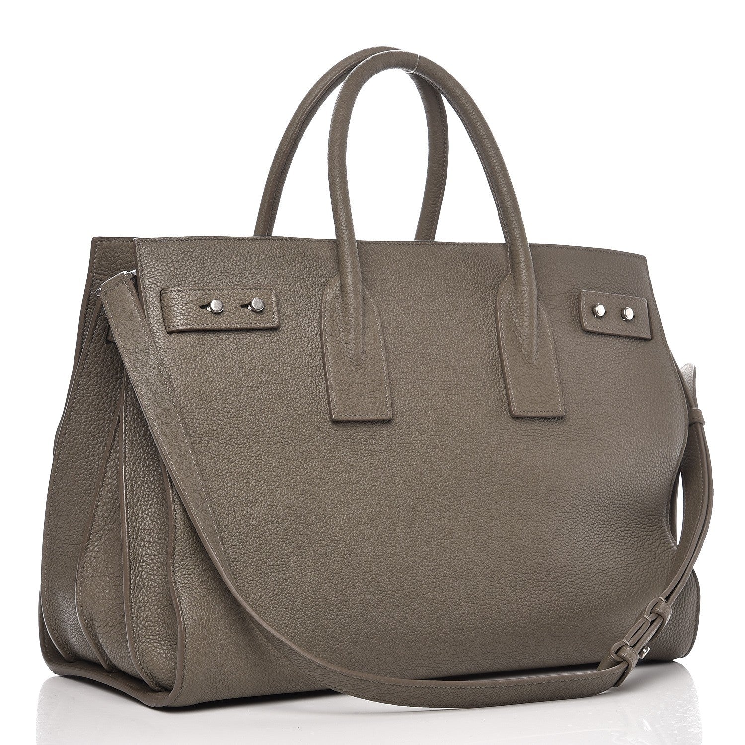 Saint Laurent Grained Calfskin Medium Supple Sac De Jour Kaki Militaire 3 of 9