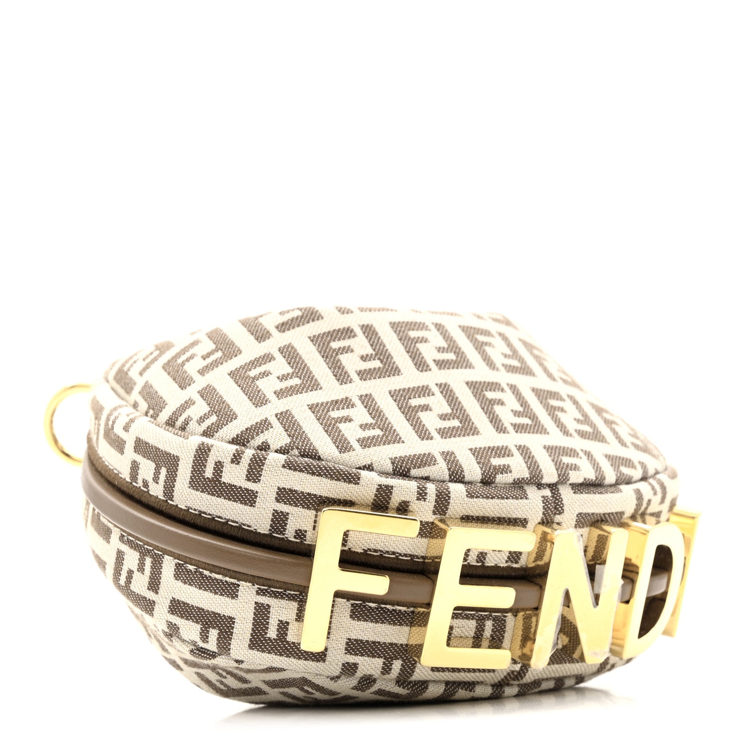 Fendi Fabric Jacquard FF 1974 Nano Fendigraphy Hobo Charm Beige 4 of 12