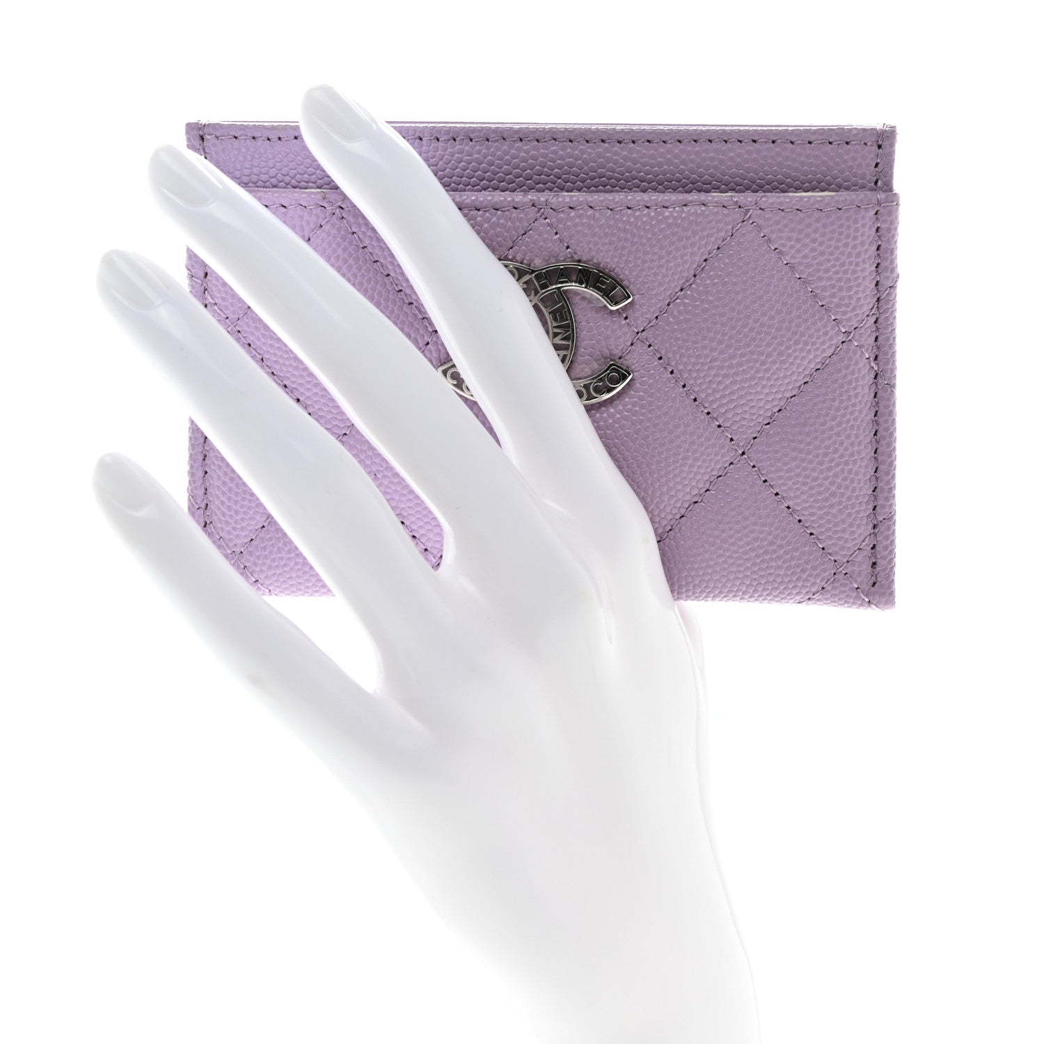 Chanel Caviar Quilted CC Logo Card Holder Light Purple 2 of 9