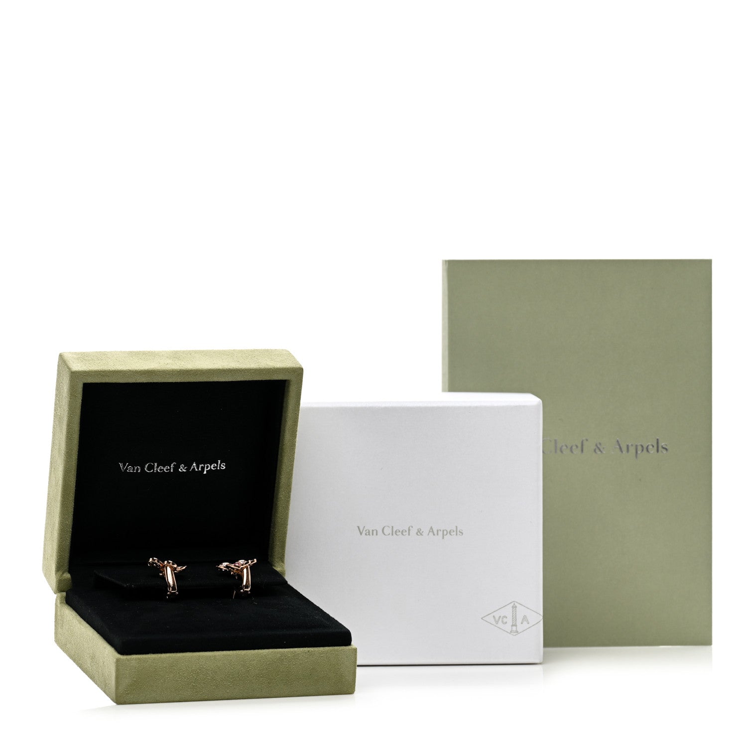 Van Cleef & Arpels 18K Rose Gold Diamond Pink Sapphire Small Frivole Earrings 5 of 5