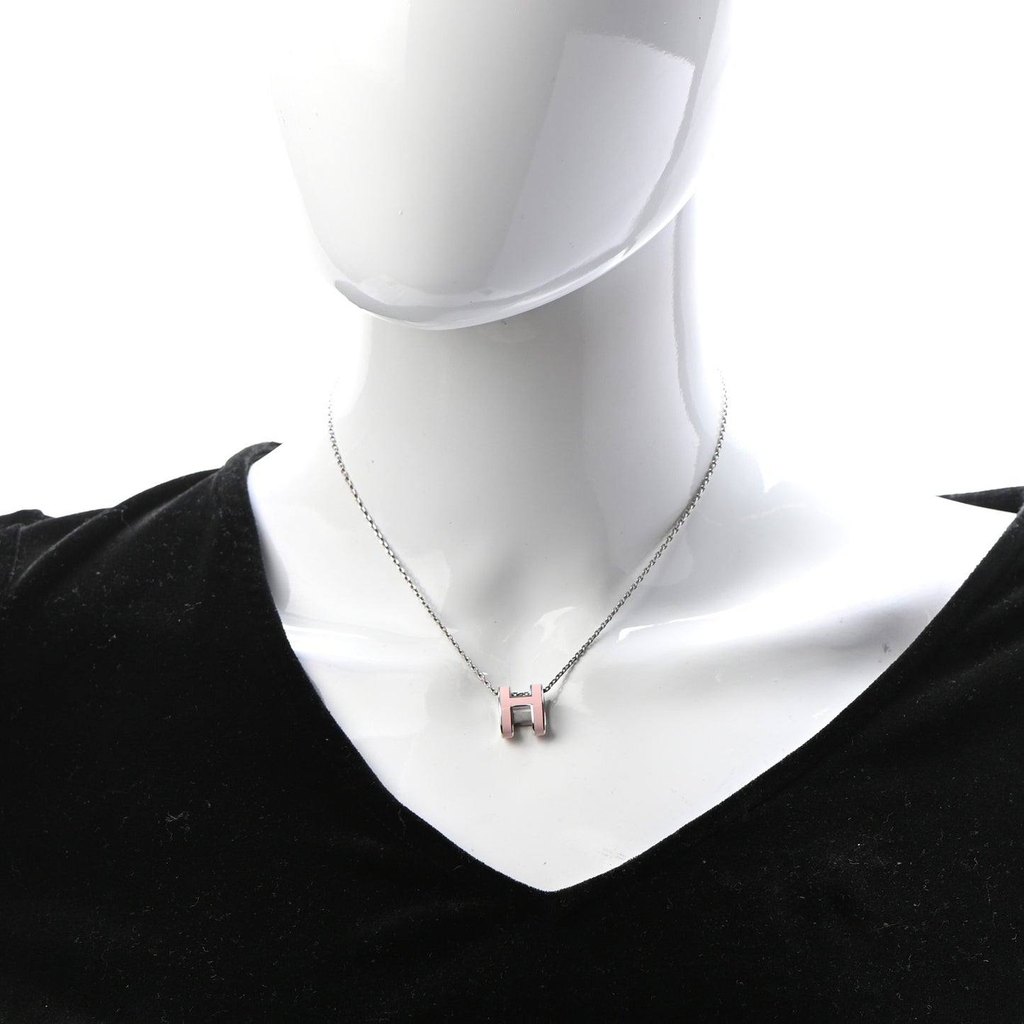 Lacquered Palladium Pop H Pendant Necklace Rose Dragee