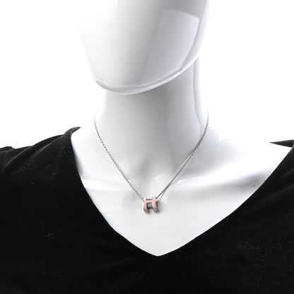 Hermes Lacquered Palladium Pop H Pendant Necklace Rose Dragee 2 of 6