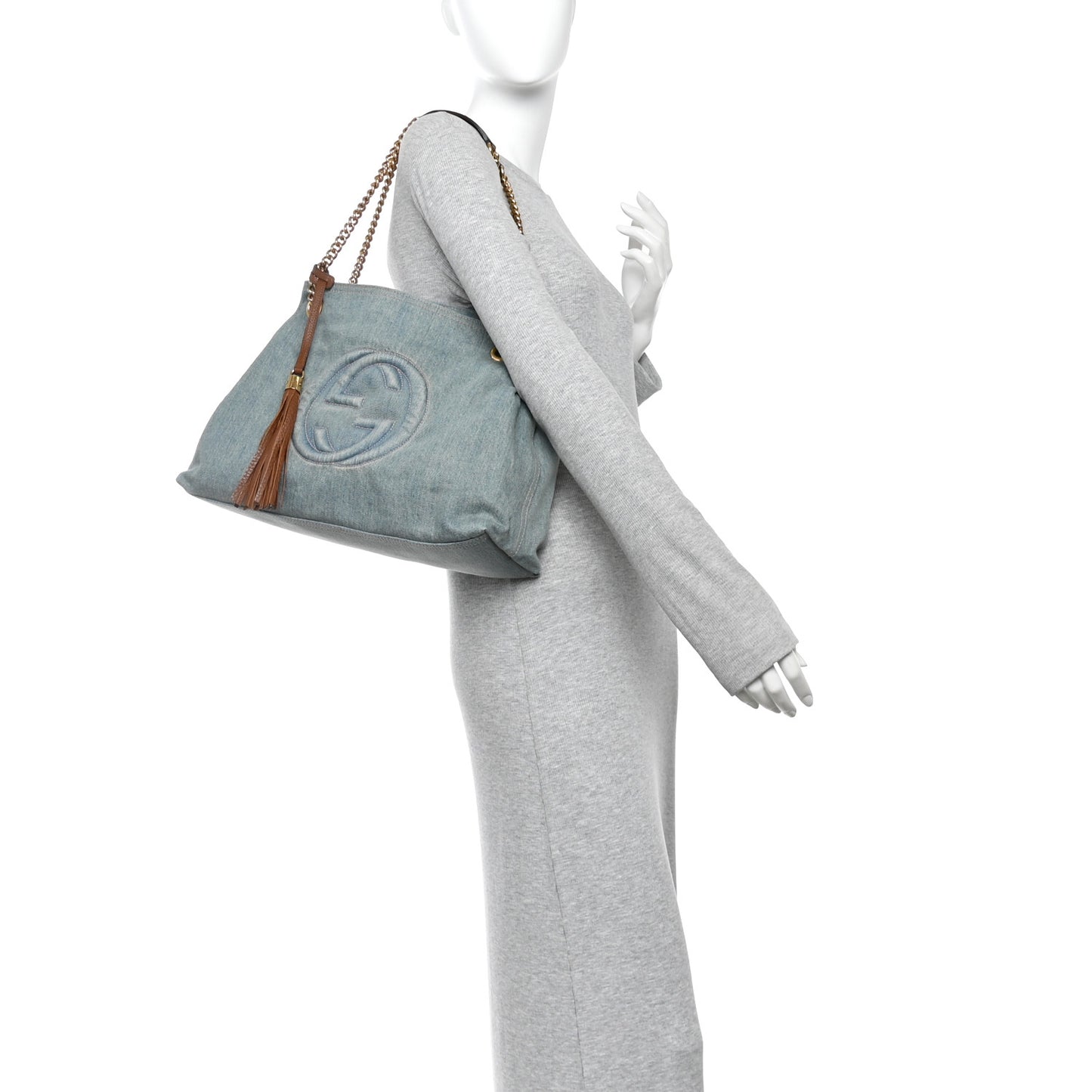 Denim Medium Soho Chain Shoulder Bag Blue