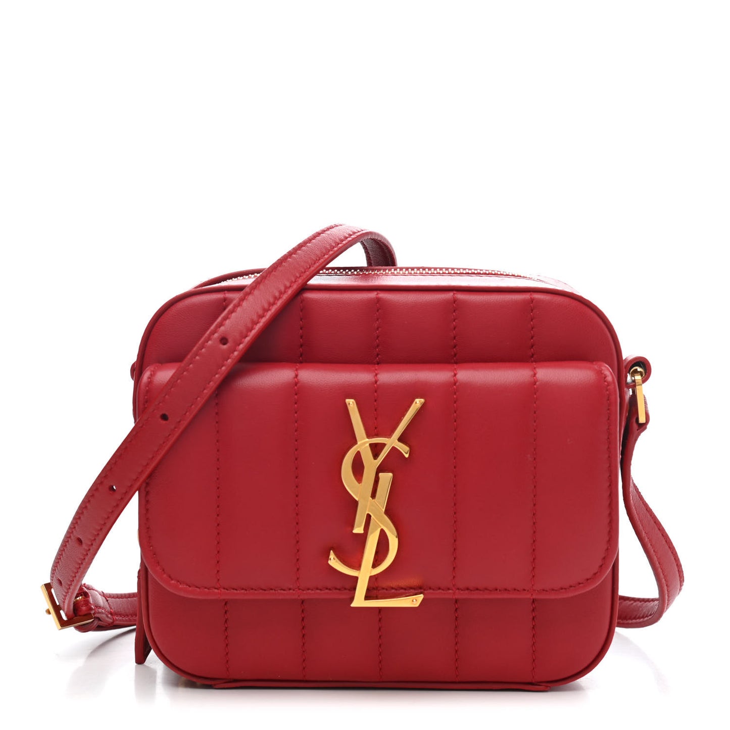 Lambskin Matelasse Monogram Toy Vicky Camera Bag Red