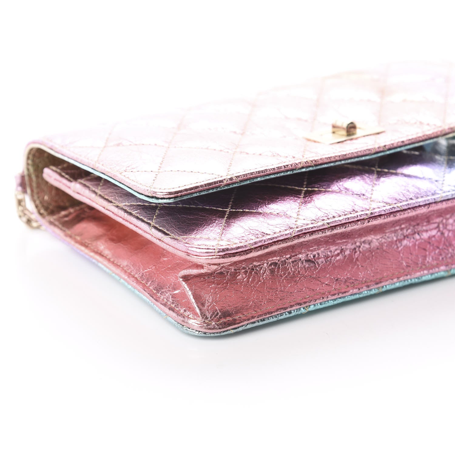 Chanel Metallic Goatskin Quilted 2.55 Reissue Wallet on Chain WOC Multicolor 5 of 9
