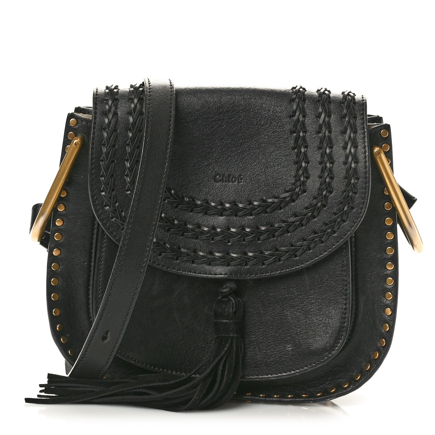 Chloe Calfskin Braided Small Hudson Shoulder Bag Black 1 of 11