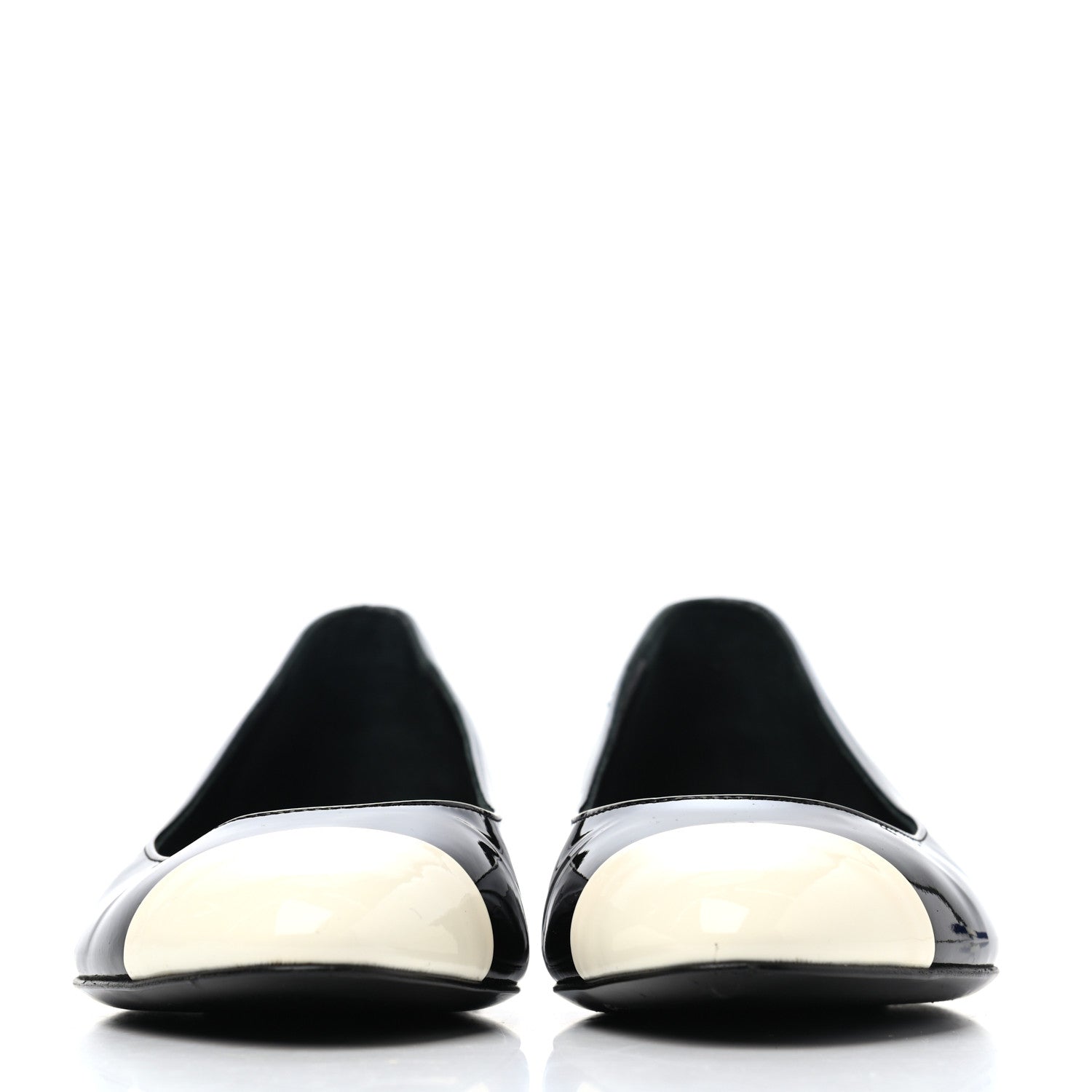 Chanel Patent CC Cap Toe Flats 37 Black White 2 of 4