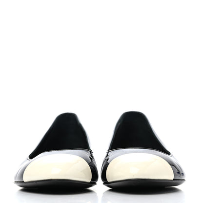 Chanel Patent CC Cap Toe Flats 37 Black White 2 of 4