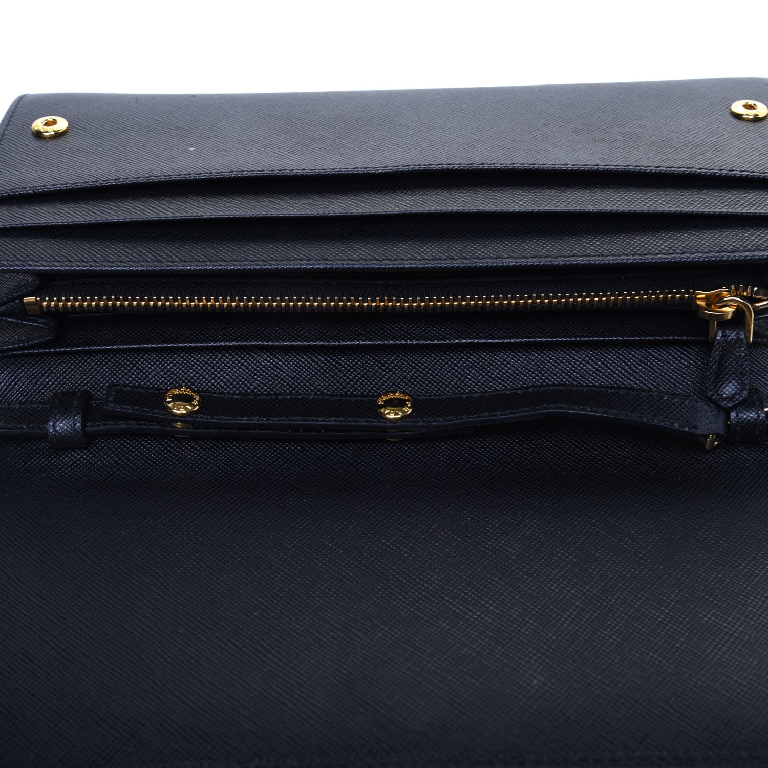 Prada Saffiano Metal Oro Chain Wallet Black 9 of 13