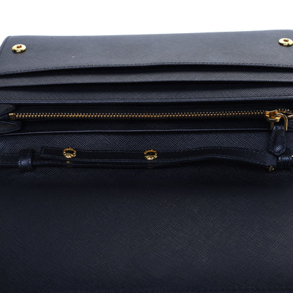 Prada Saffiano Metal Oro Chain Wallet Black 9 of 13