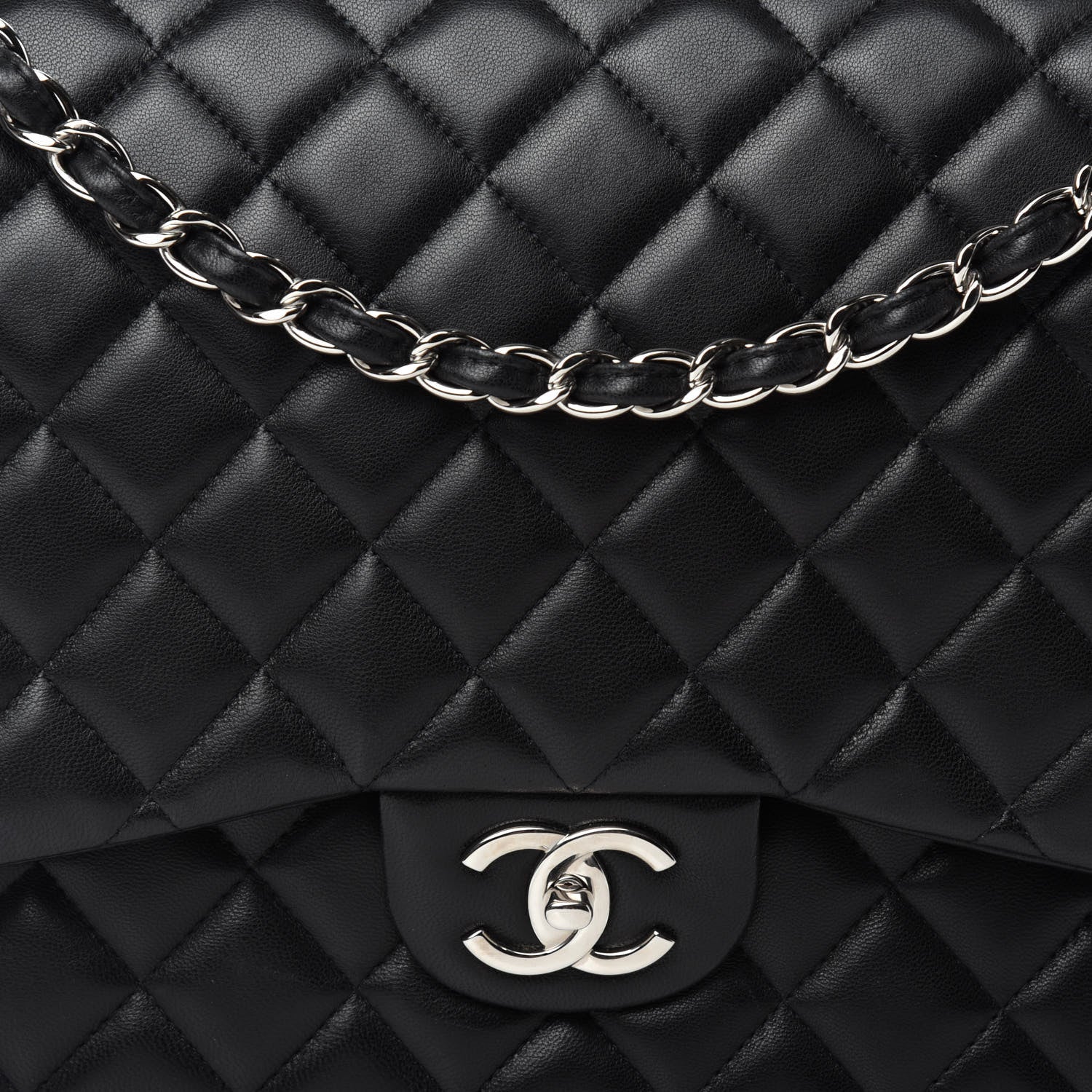 Chanel Lambskin Quilted Maxi Double Flap Black 13 of 13
