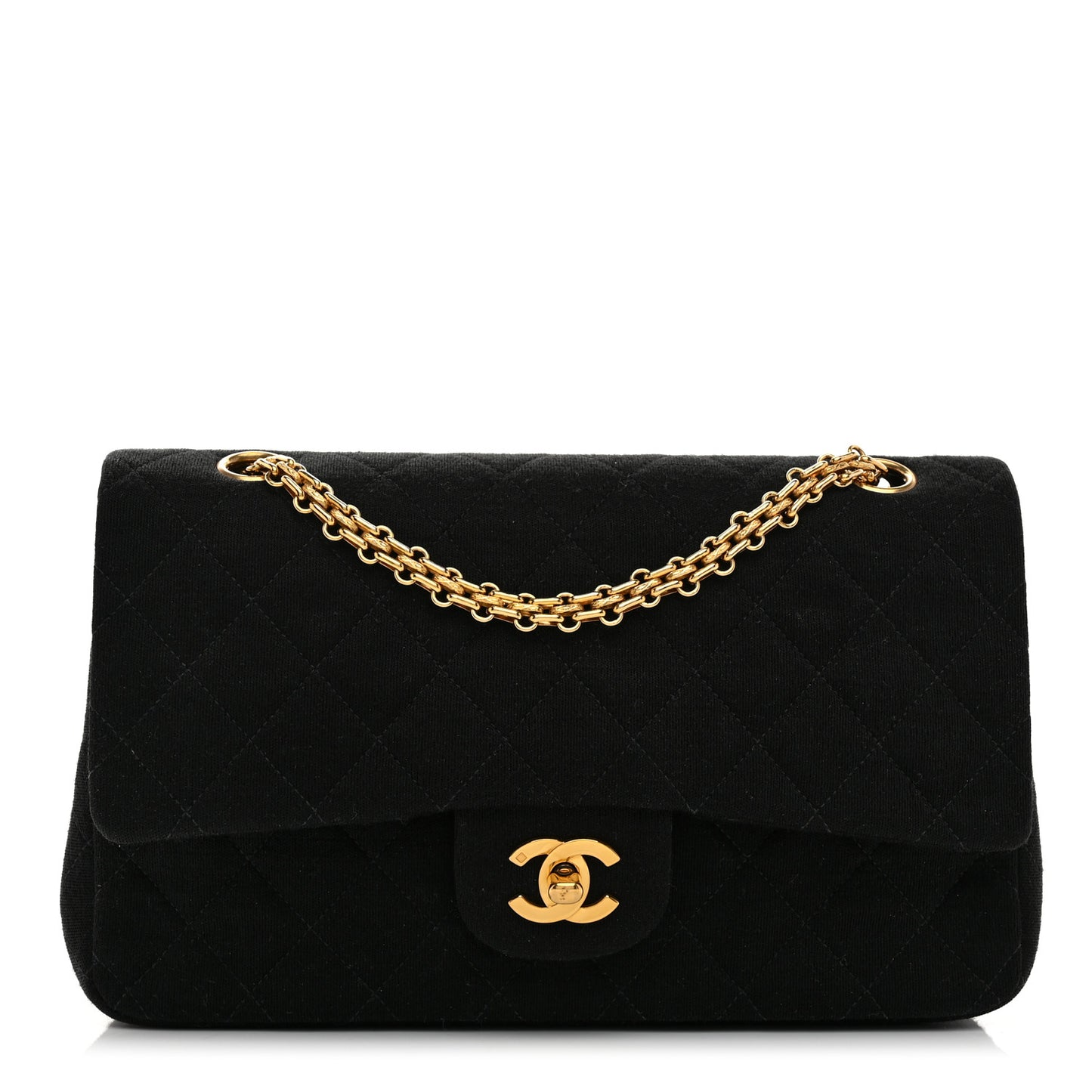 Jersey Quilted Small Double Flap Black