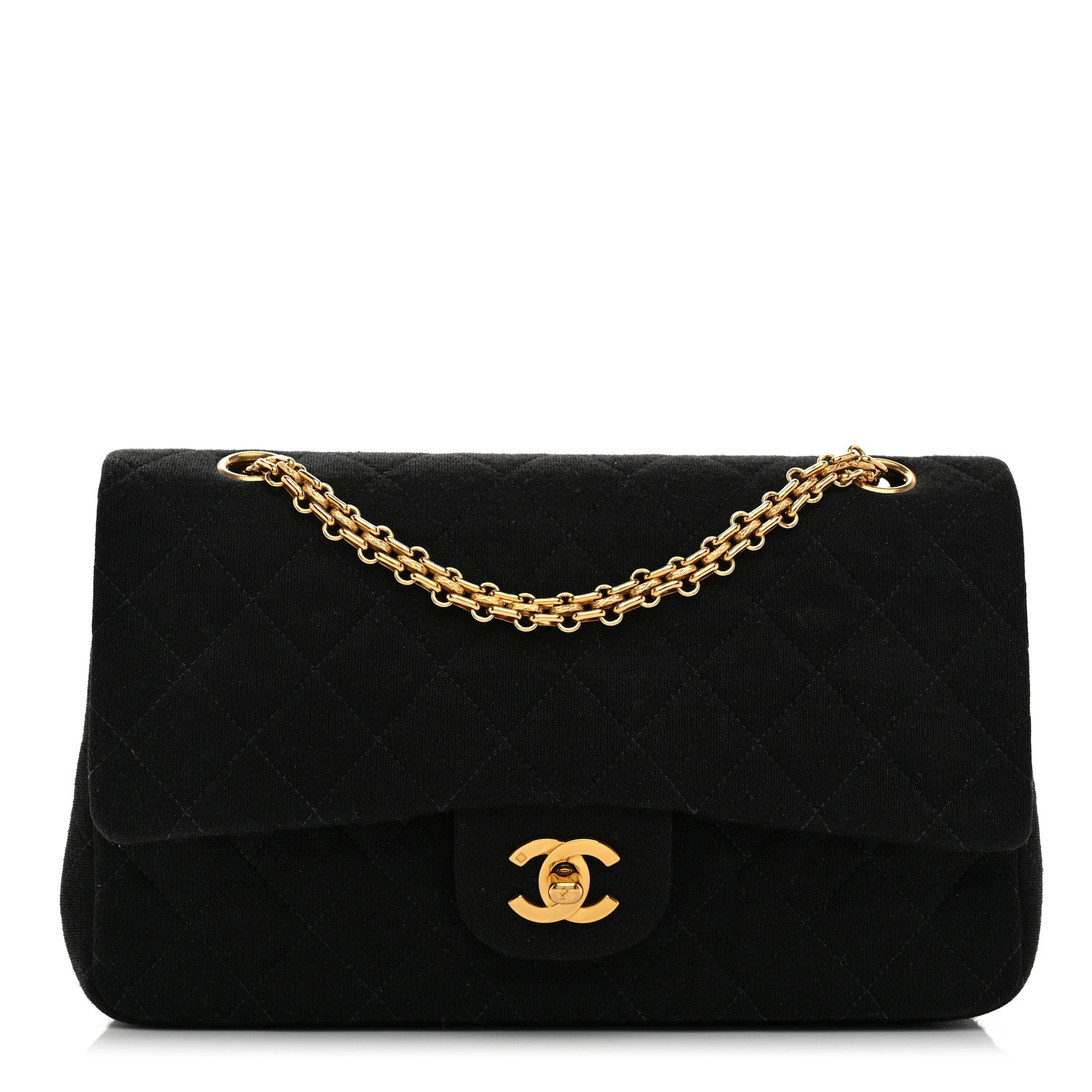 Chanel Jersey Quilted Small Double Flap Black 1 of 10