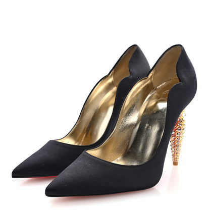 Christian Louboutin Crepe Satin Crystal LipStrass 100 Pumps 38 Black 4 of 8