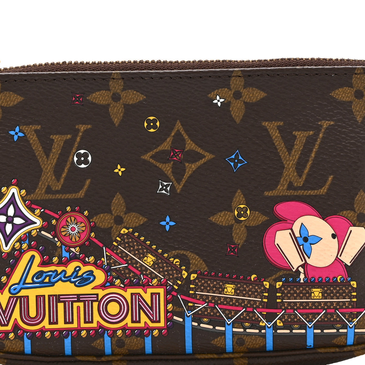 Louis Vuitton Monogram 2020 Christmas Animation Roller Coaster Mini Pochette Accessories Pivoine 8 of 10