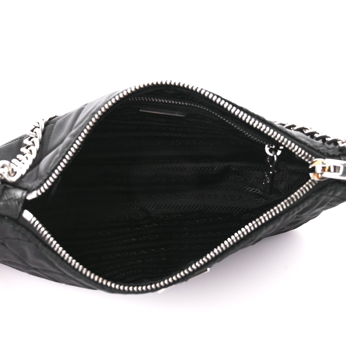 Nylon Tessuto Impuntu Quilted Crossbody Bag Black