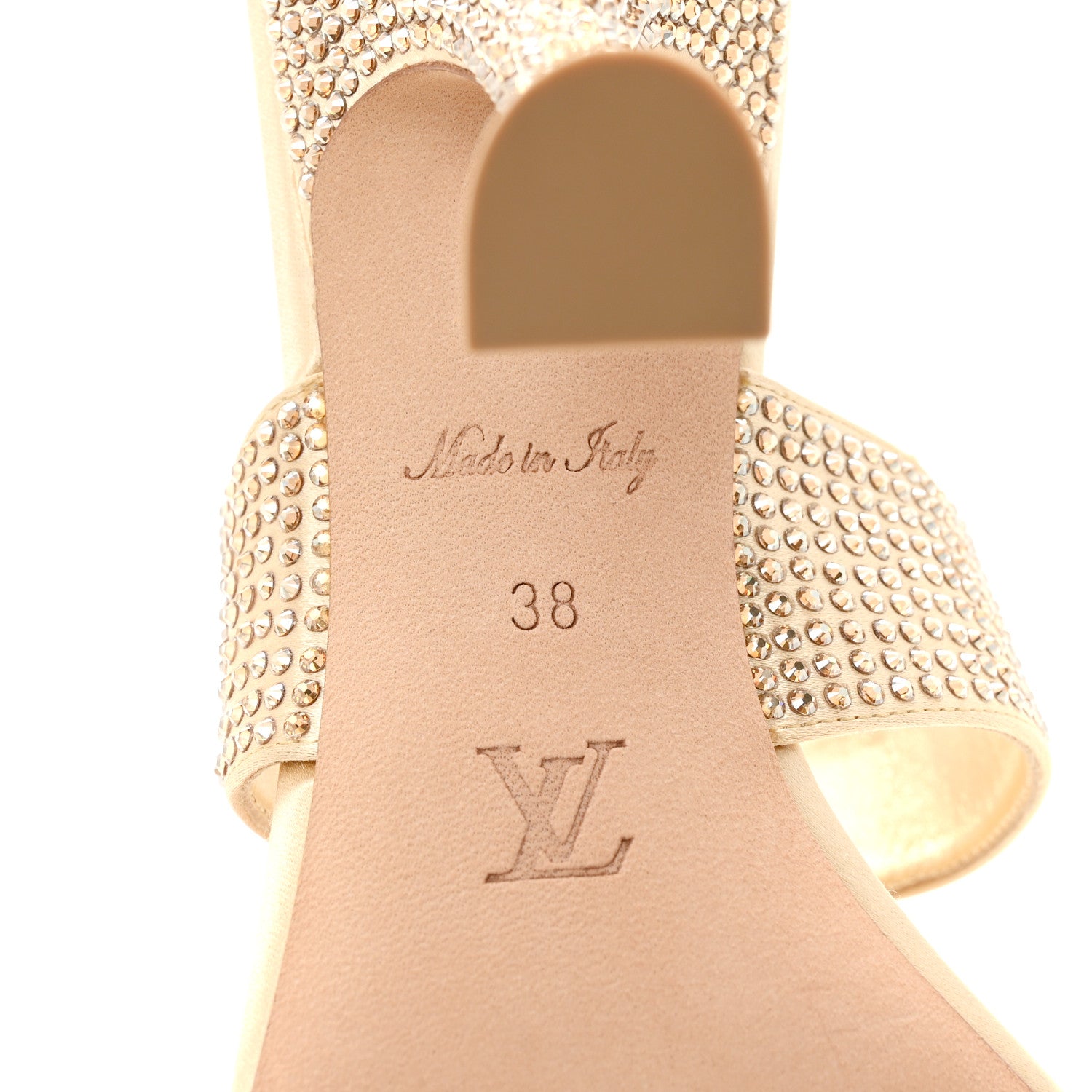 Louis Vuitton Satin Crystal Sparkle Mule 38 Gold 8 of 8