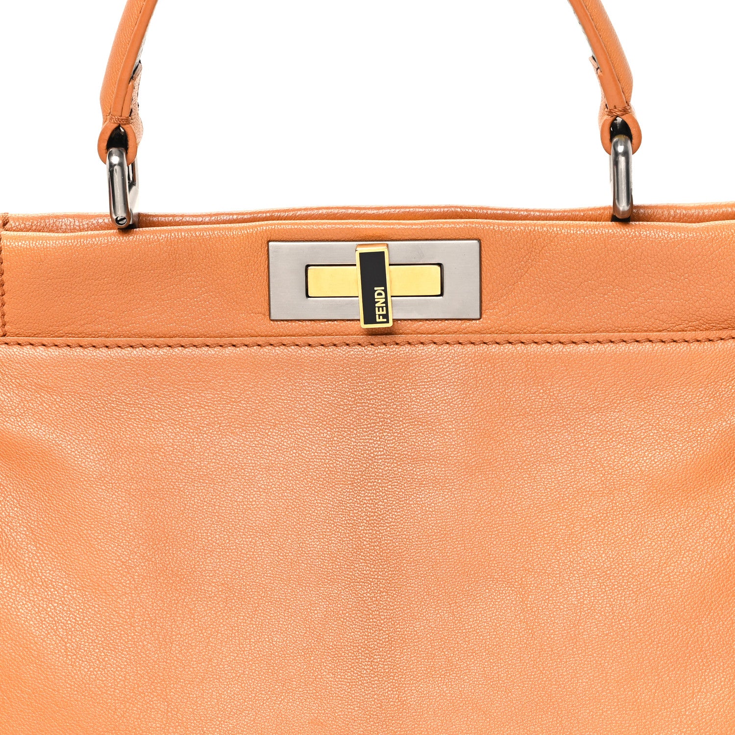 Fendi Goatskin Snakeskin Medium Peekaboo Iconic Satchel Brown 8 of 11