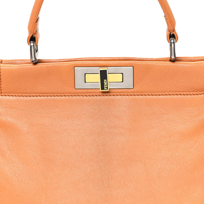 Fendi Goatskin Snakeskin Medium Peekaboo Iconic Satchel Brown 8 of 11