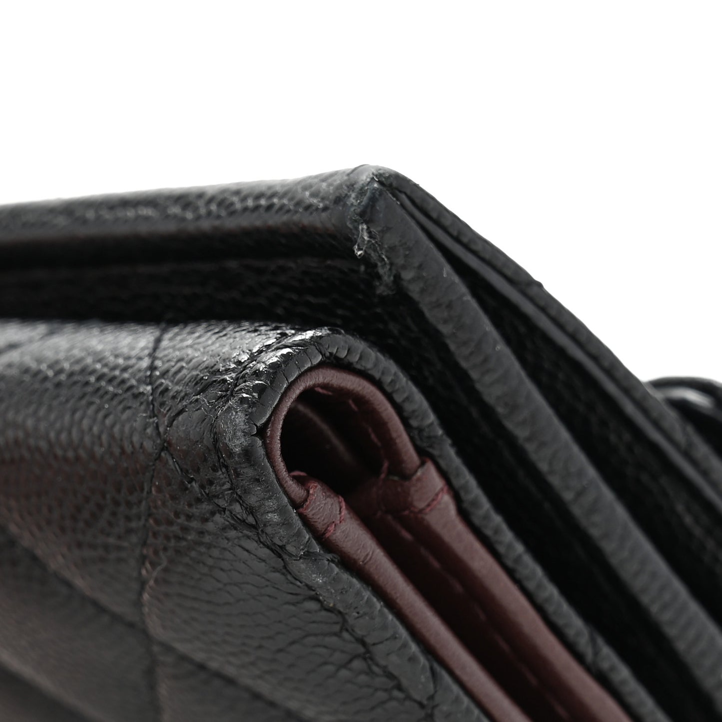 Caviar Quilted Double Flap Wallet Black