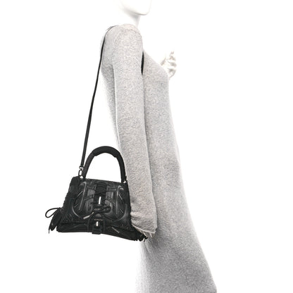 Balenciaga Faux Calfskin Fabric Medium Sneakerhead Top Handle Bag Black 2 of 11