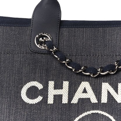Chanel Denim Large Deauville Tote Dark Blue 8 of 11