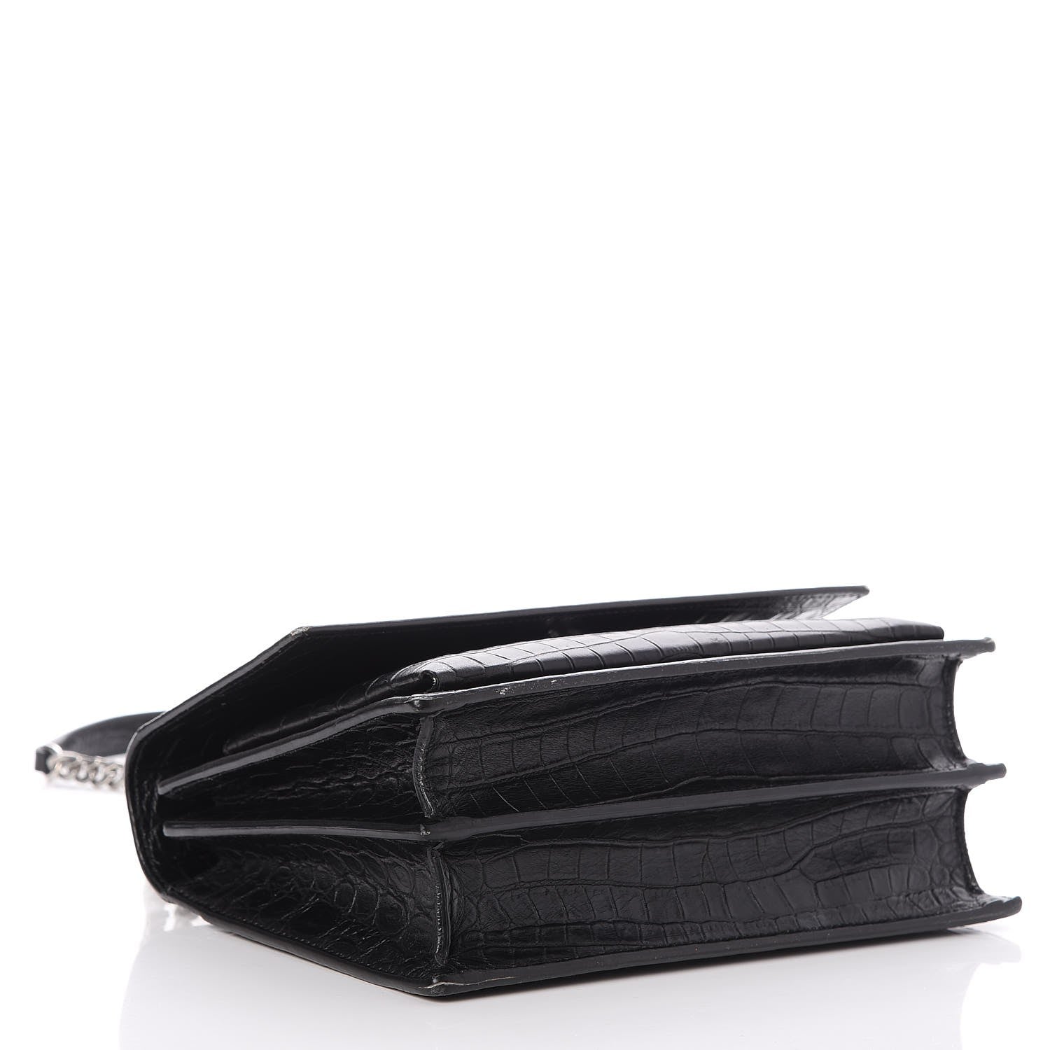 Saint Laurent Calfskin Crocodile Embossed Medium Monogram Sunset Black 4 of 10