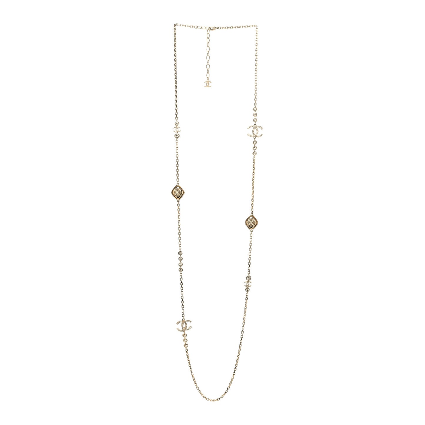 Crystal CC Cross Drop Pendant Necklace Gold
