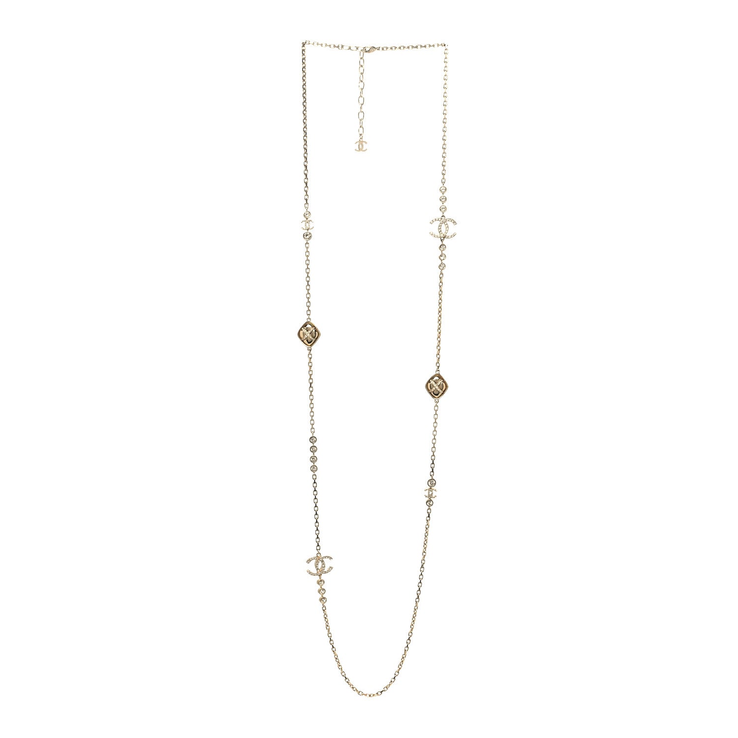 Chanel Crystal CC Cross Drop Pendant Necklace Gold 3 of 5