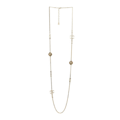 Chanel Crystal CC Cross Drop Pendant Necklace Gold 3 of 5